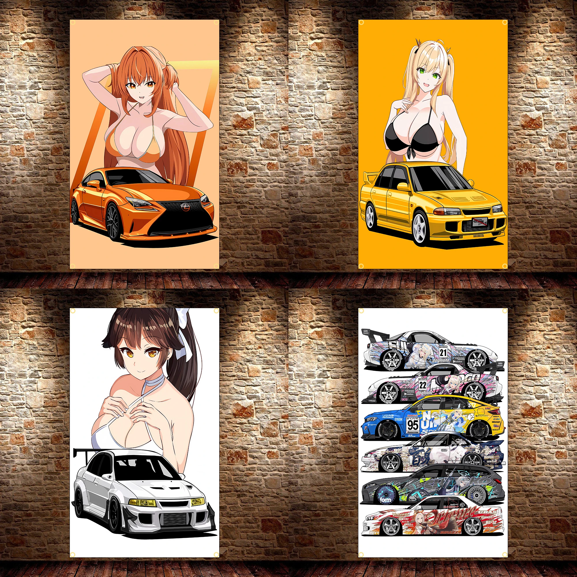 60x90cm 90x150cm JDM Anime Car Flag Banner Polyester Printed Garage Decor Auto Enthusiasts Poster for Car Lovers