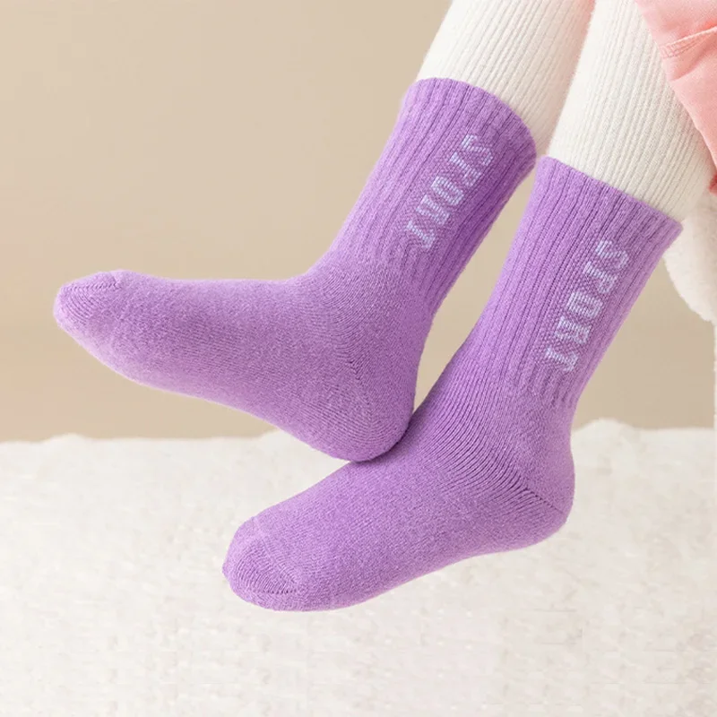 5 Pairs/Lot Children Winter Socks Cotton Thick Keep Warm Terry-loop Hosiery for 1-12 Years Baby Boys and Girls Kids Winter Socks image 5