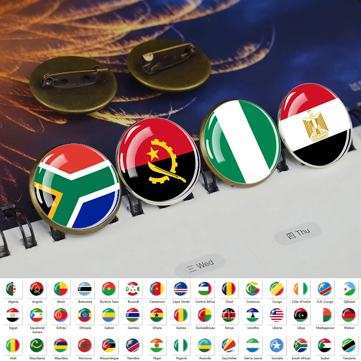 Afrykańska flaga narodowa Broszka Szpilki Algieria Afrykański Maroko Egipt Nigeria Flagi Odznaka
