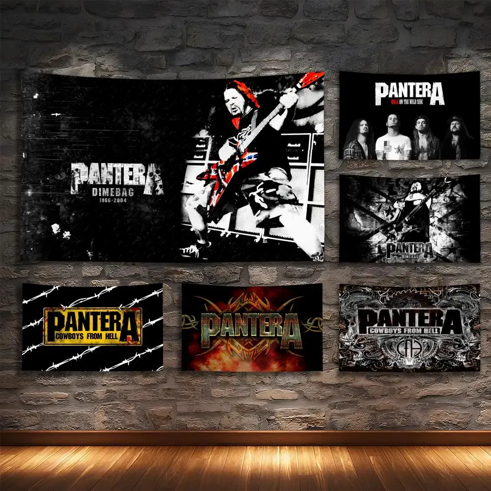 

P-PanteraS Band Logo Cool Tapestry Custom Living Bedroom Party Dormitory Interior Wall Bohemian Decoration Attached Clip