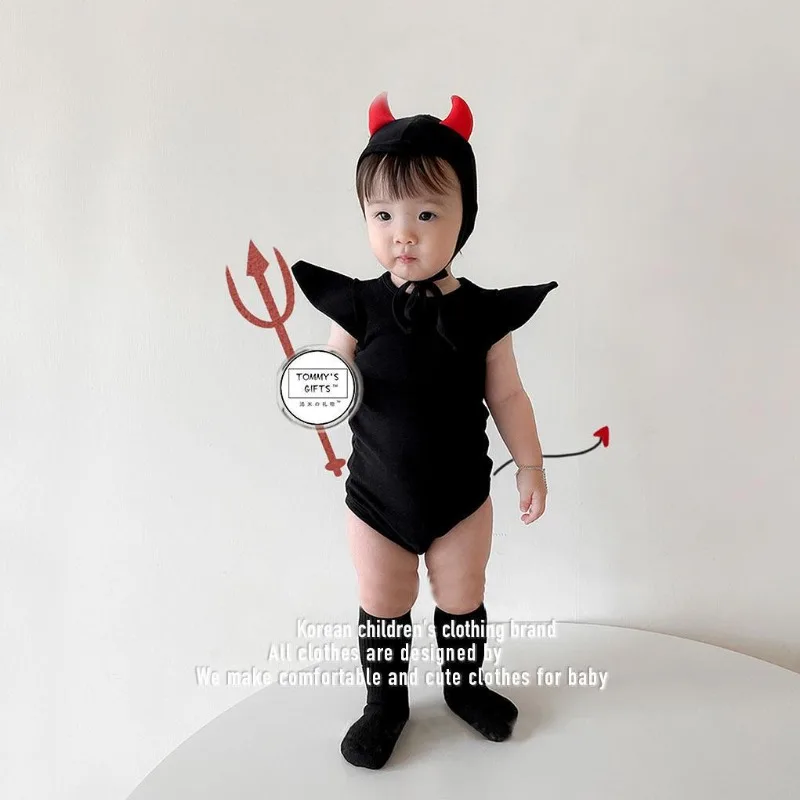 Halloween Devil Costume For newborn girls clothes boys bodysuit Flying sleeves Comfortable Infant Romper Holiday Party carnival