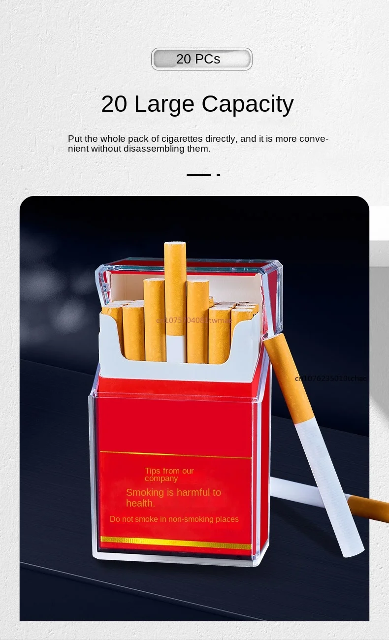 cigarettes direct Type-C Rechargeable Cigarette Case, Transparent Shell, Visible Flash,  20-Pack Lighter, Integrated Cigarette Case, Brand New