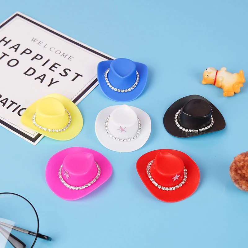4Pcs/Set Western Cowboy Hat Cowgirl Hat Miniature Plastic Doll Hat For Dolls Decoration Accessories