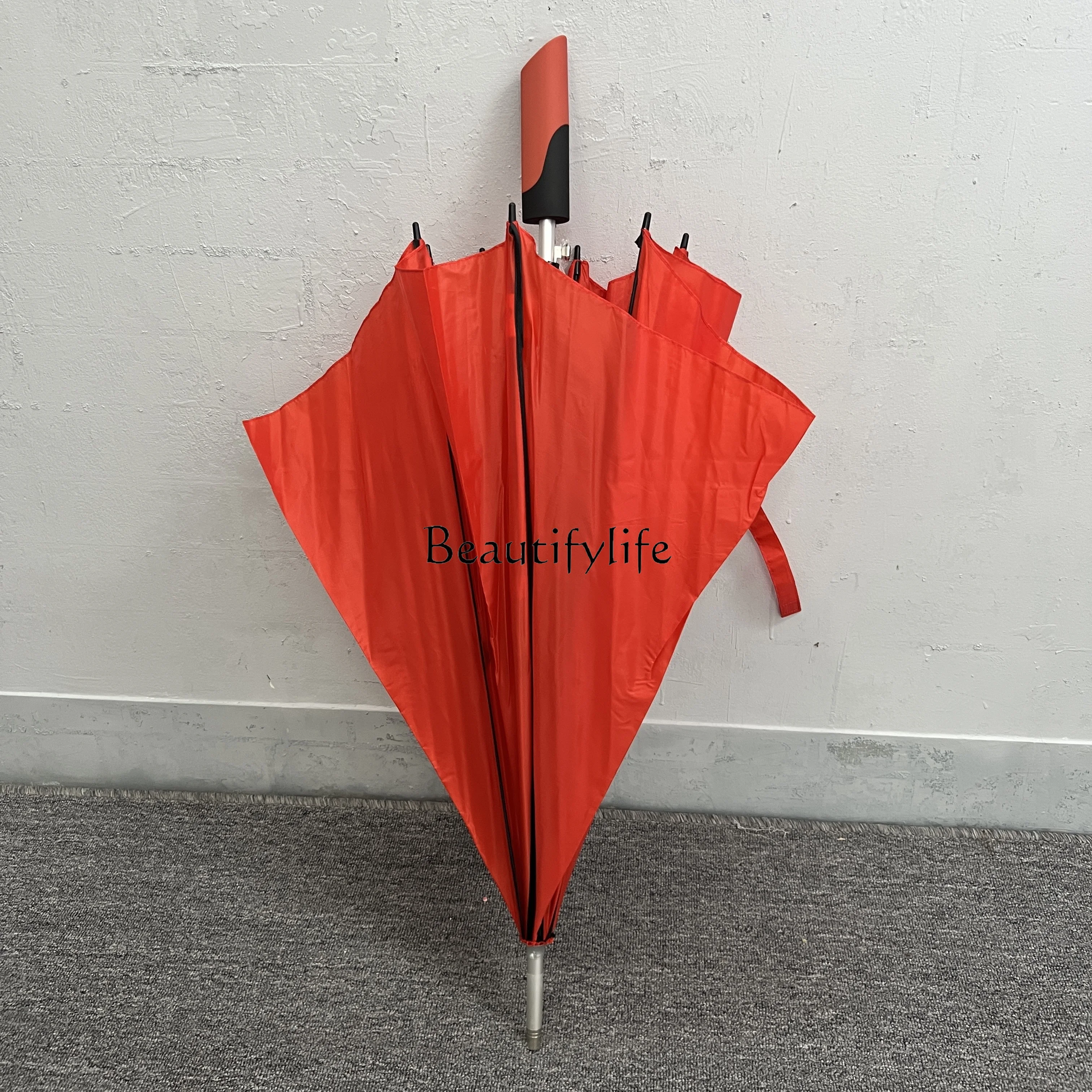 Square Umbrella Automatic Fiber Windproof Umbrella, Creative Shape, Big Red, Ultra Lightweight, Aluminum Alloy