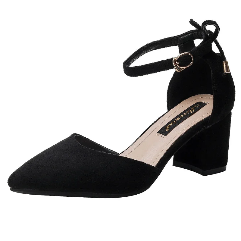 Retro Woman Shoes Block Heels Closed Toe Sandals Buckle 2026 Summer Suit Female Beige Original Chunky New Girls Strap High Fashi