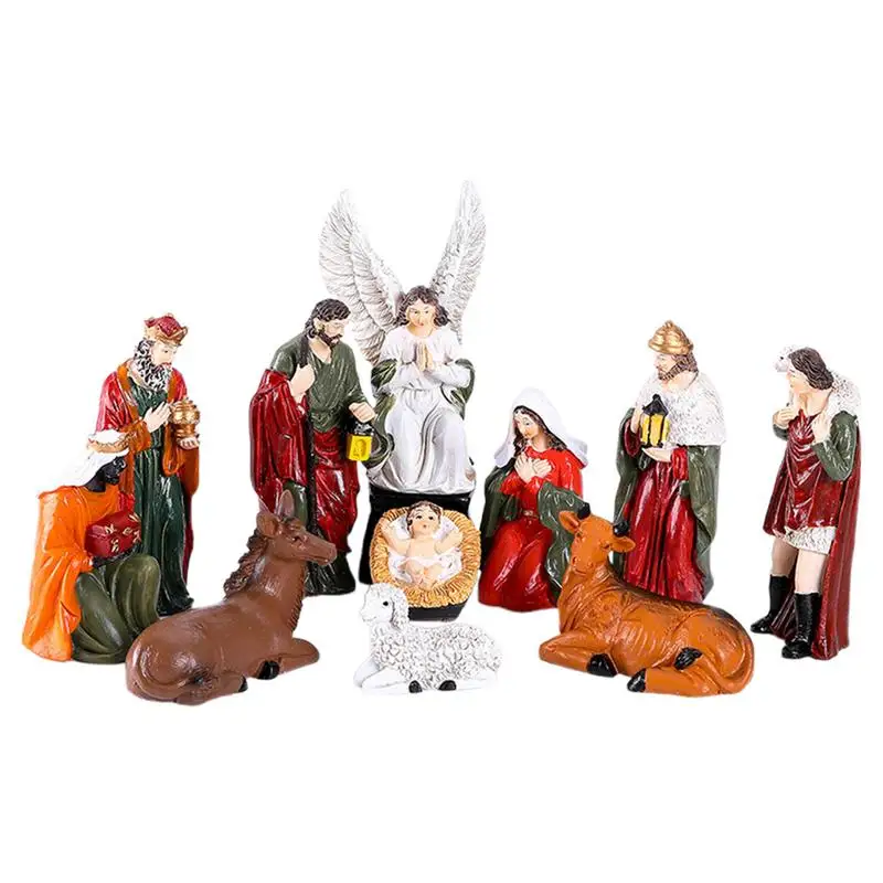 Holy Family Figurine Resin Nativity Figurines Set 10X Nativity Scene Birth Jesus Christ Catholic Christmas Nativity Scene