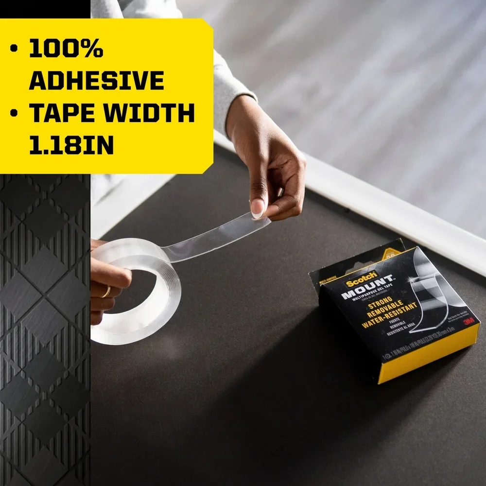 Fita de gel transparente multiuso, resistente, dupla face, removível, 1.18 pol. x 118 pol., contém 20 libras, projetos ideais de diy