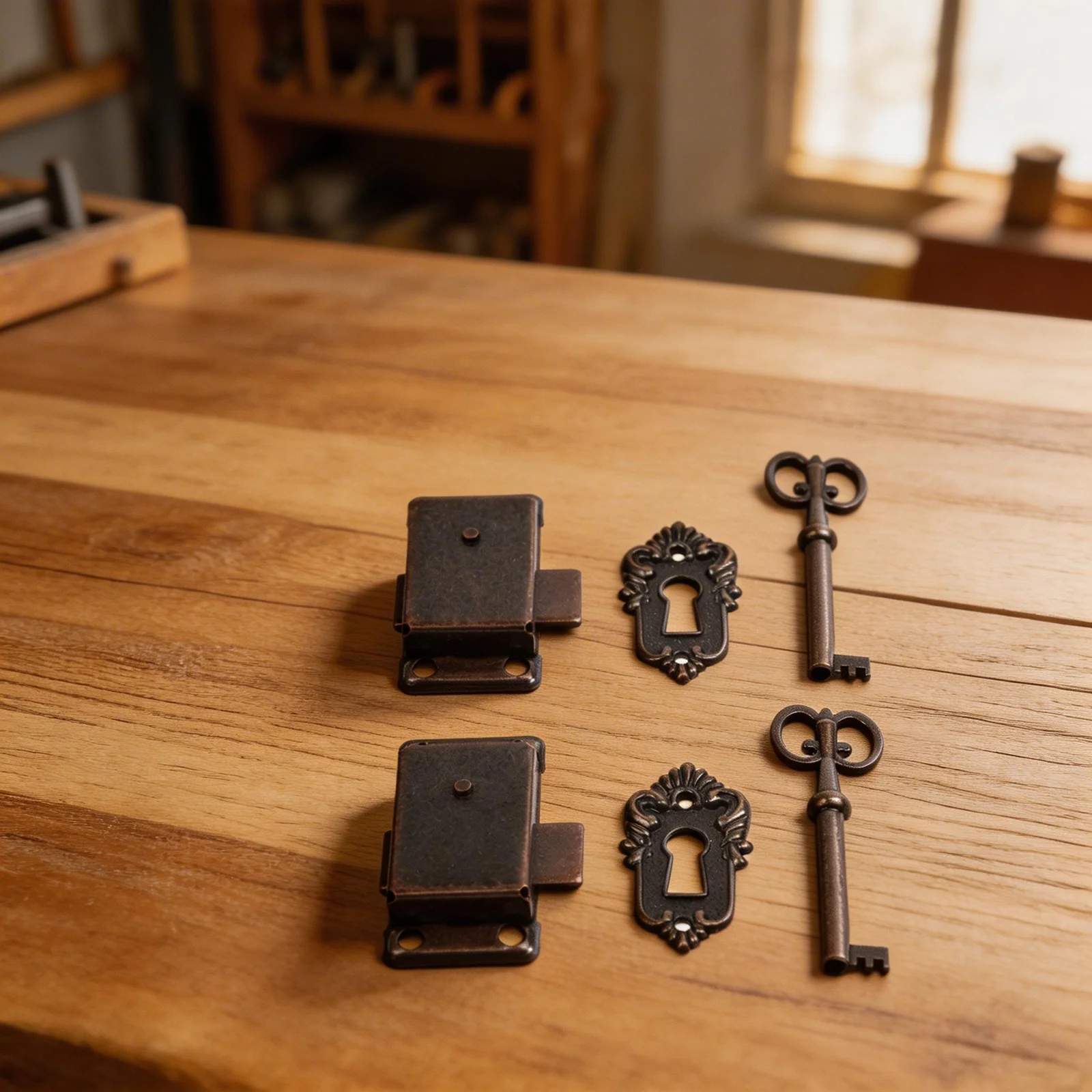 2 Set Drawer Locks With Key for Wooden Furniture Antique Small Box Cabinet Door Locks Suitable for Jewelry Box and Tool Box