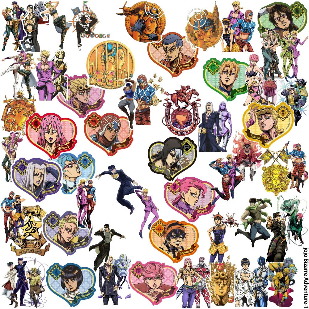 55PCS Jojo's Bizarre Adventure Cartoon Q Version Anime Peripheral Stickers Notebook Phone Case Decorative Stickers