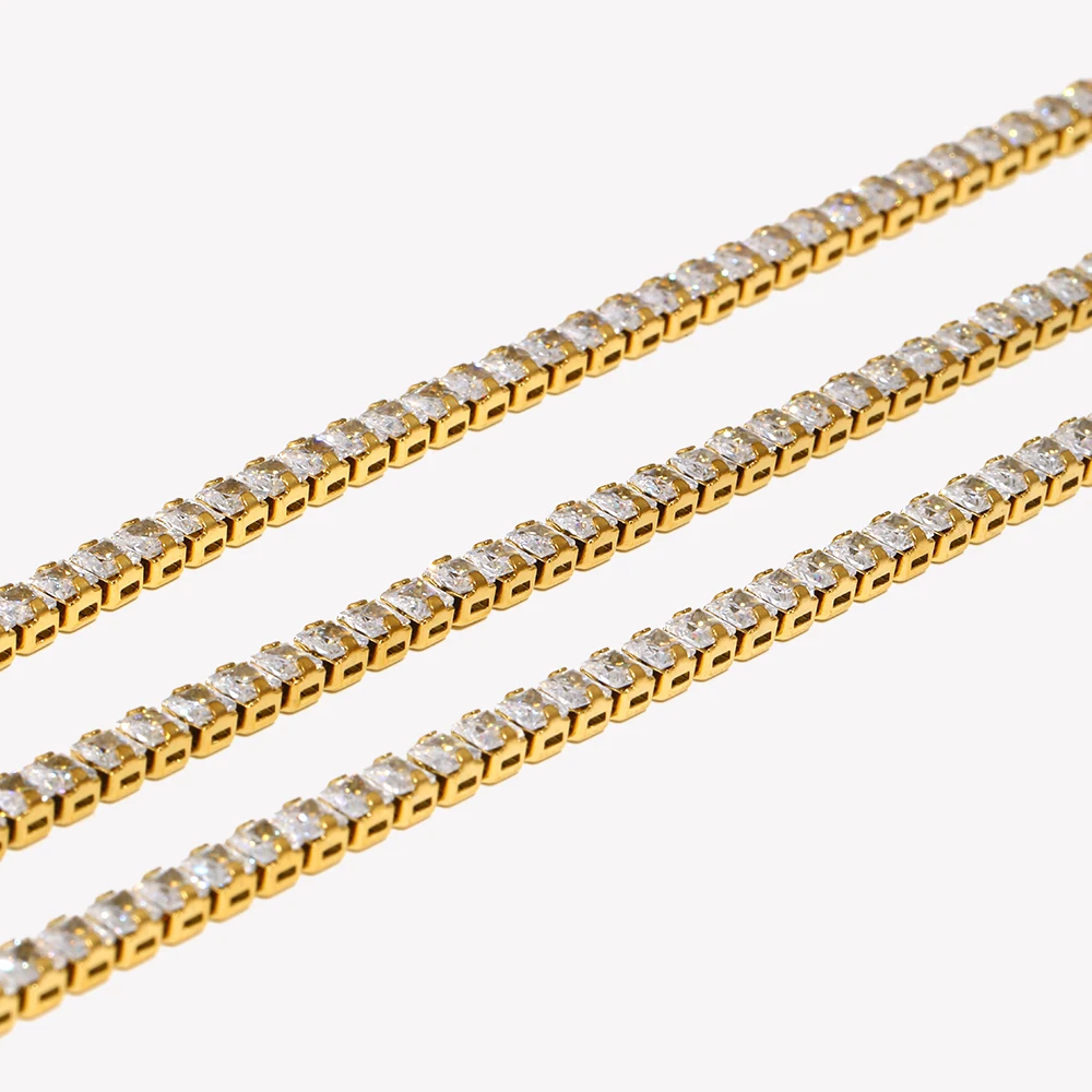 E.B.belle Tennis Chain 3A Zircon Stone Crystal Chain Choker Necklace Bracelet Jewelry Set Luxury Women Wedding Party Jewelry