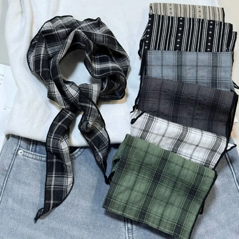 

Retro Plaid Triangle Scarf Women 2026 New Super Soft Breathable Versatile Non Slip Headwrap Bandana Belt Chic Cute Daily Decor