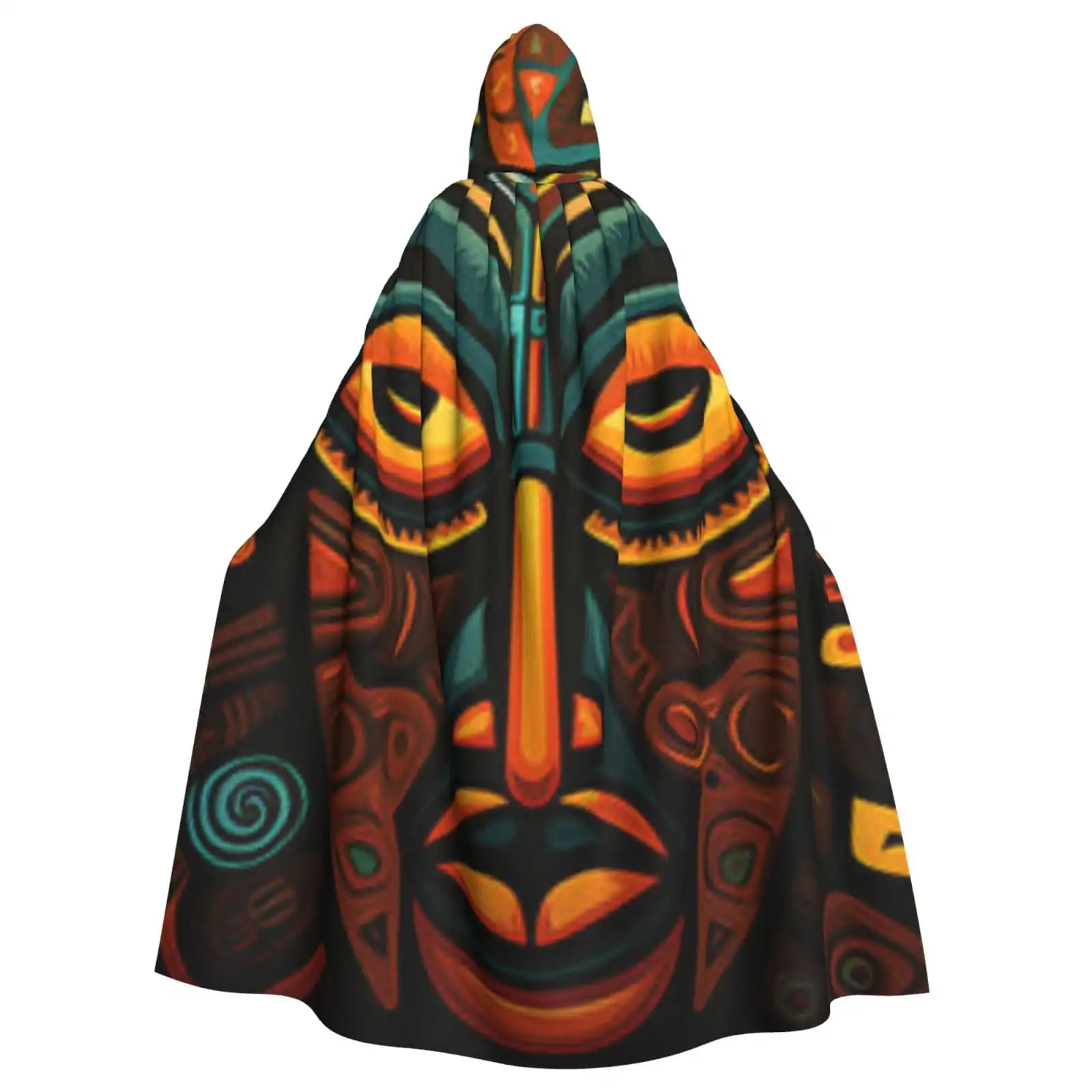 Unisex Hooded Cloak Adult Lightweight Overcoat Ancient African Ancestors Cloak For Halloween Cosplay Costumes