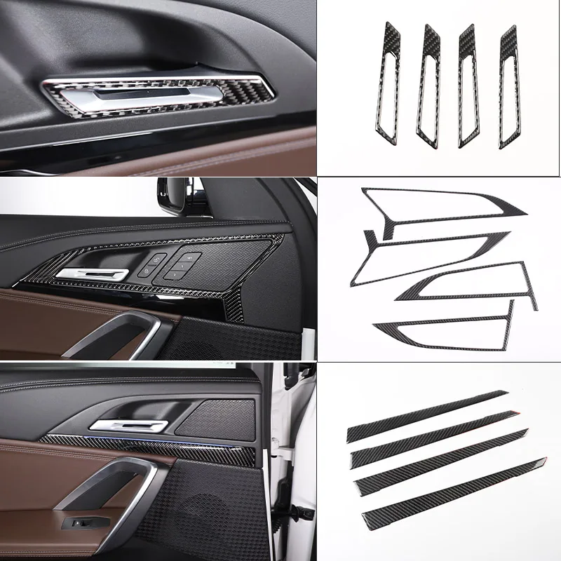 Soft Carbon Fiber For BMW X1 iX1 U10 U11 2023-2024 Door Handle Frame Inner Door Bowl Sticker Car Interior Accessories