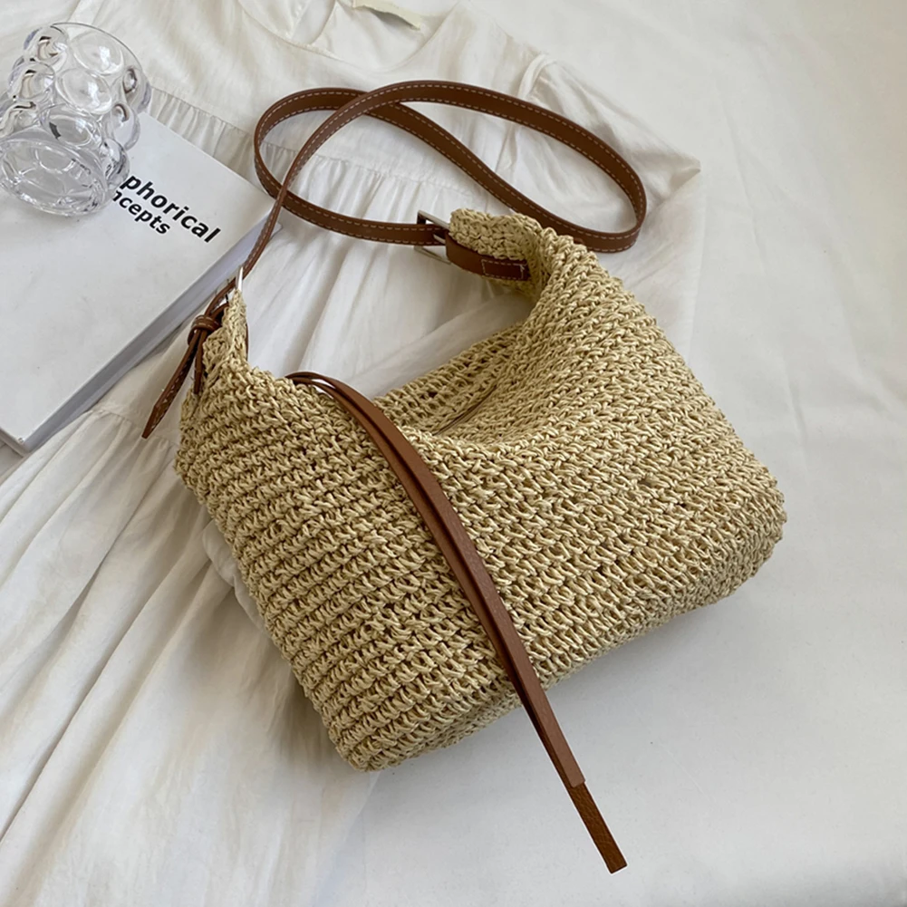 

Paper Rope Women Hand-Woven Handbags Handmade Ladies Woven Bag Fashion Casual Simple Elegant Strap Adjustable Female Purse