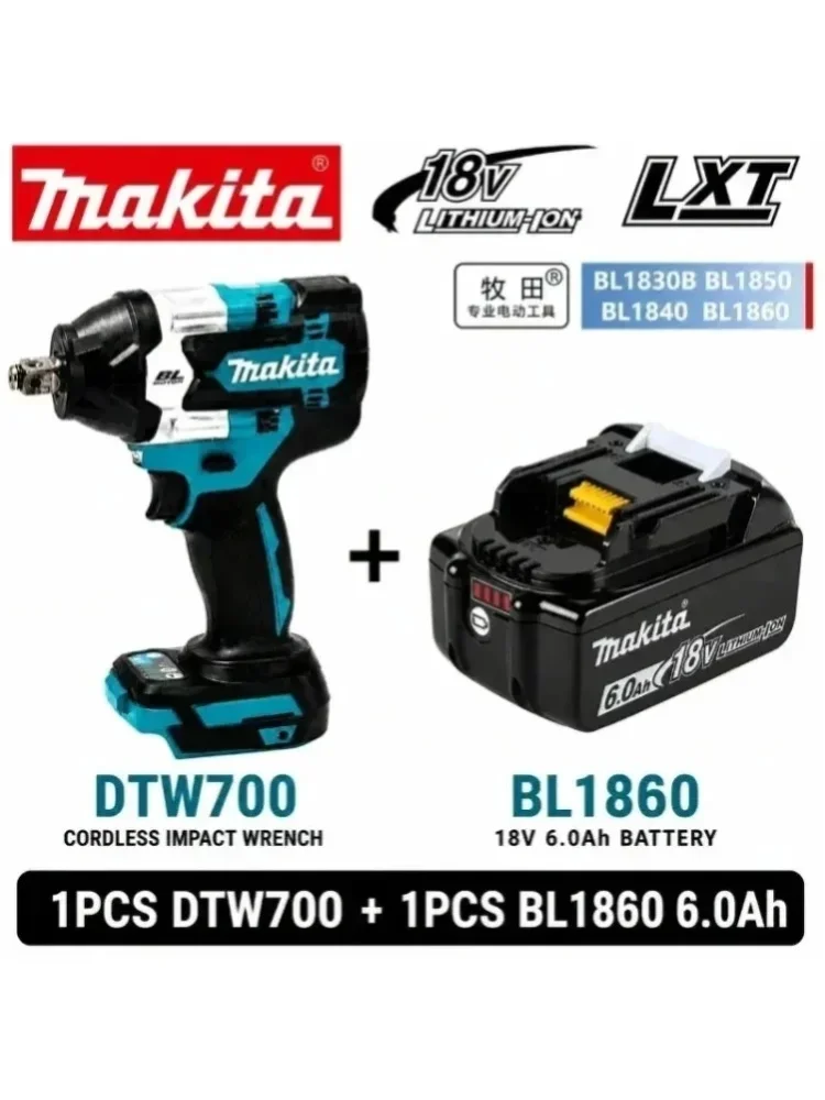 Makita DTW700 1000N.M Drehmoment Bürstenloser Elektrischer Schlagschrauber Akku-Bohrschrauber 1/2" Schraubenschlüssel Elektrowerkzeuge für 18V Akku