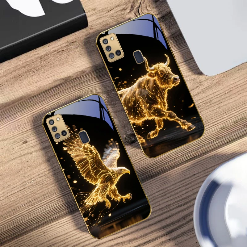 Golden Dragon Totem For Samsung A 31 32 A33 A34 35 14 A15 13 16 25 26 50 52 53 54 55 56 70 71 72 73 Golden glass phone case