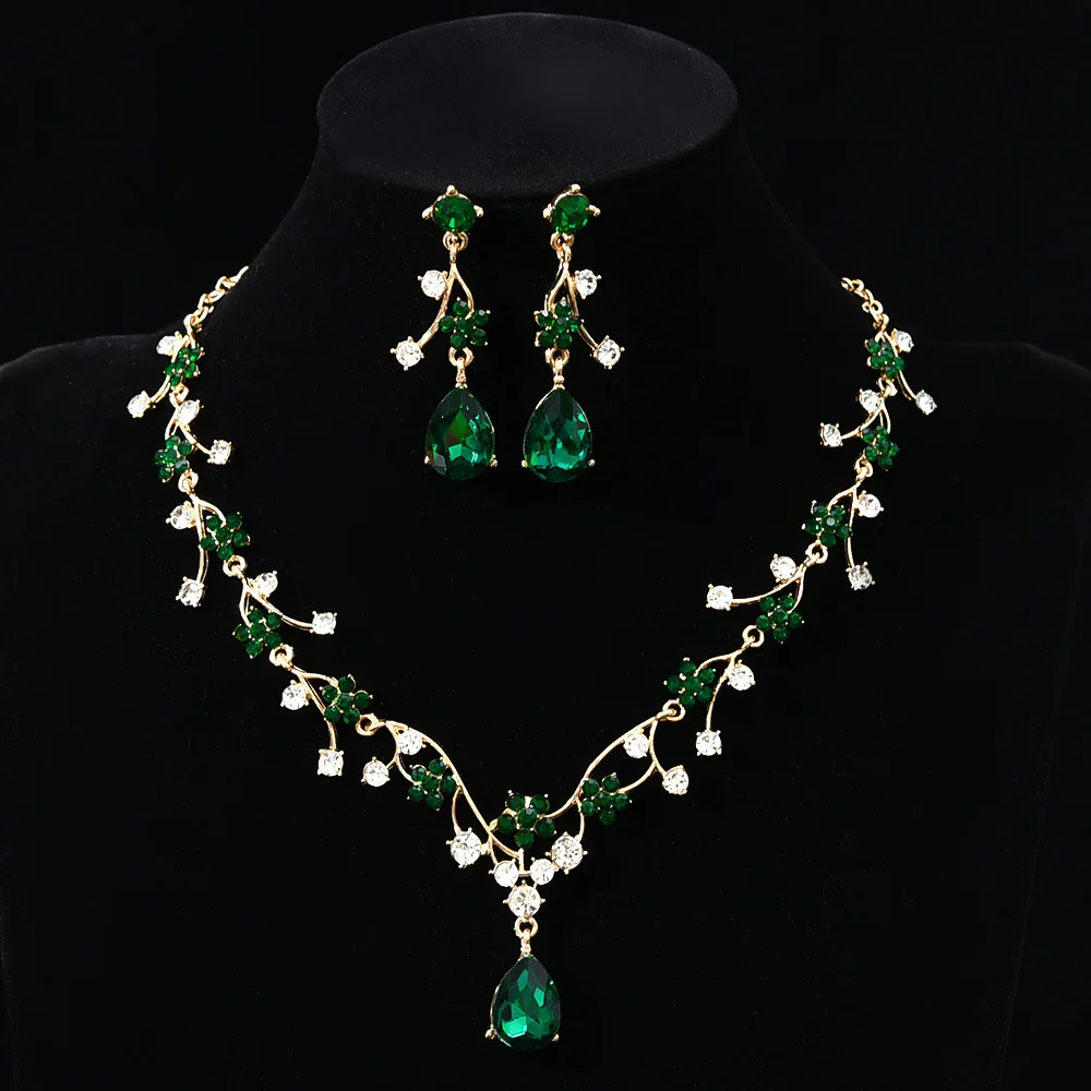 Luxuriöses Zirkon-Blumen-Anhänger Halskette und Ohrringe Schmuckset für Damen, Zierliche Kristall-Tropfen-Ohrringe Accessoires – Detail 5