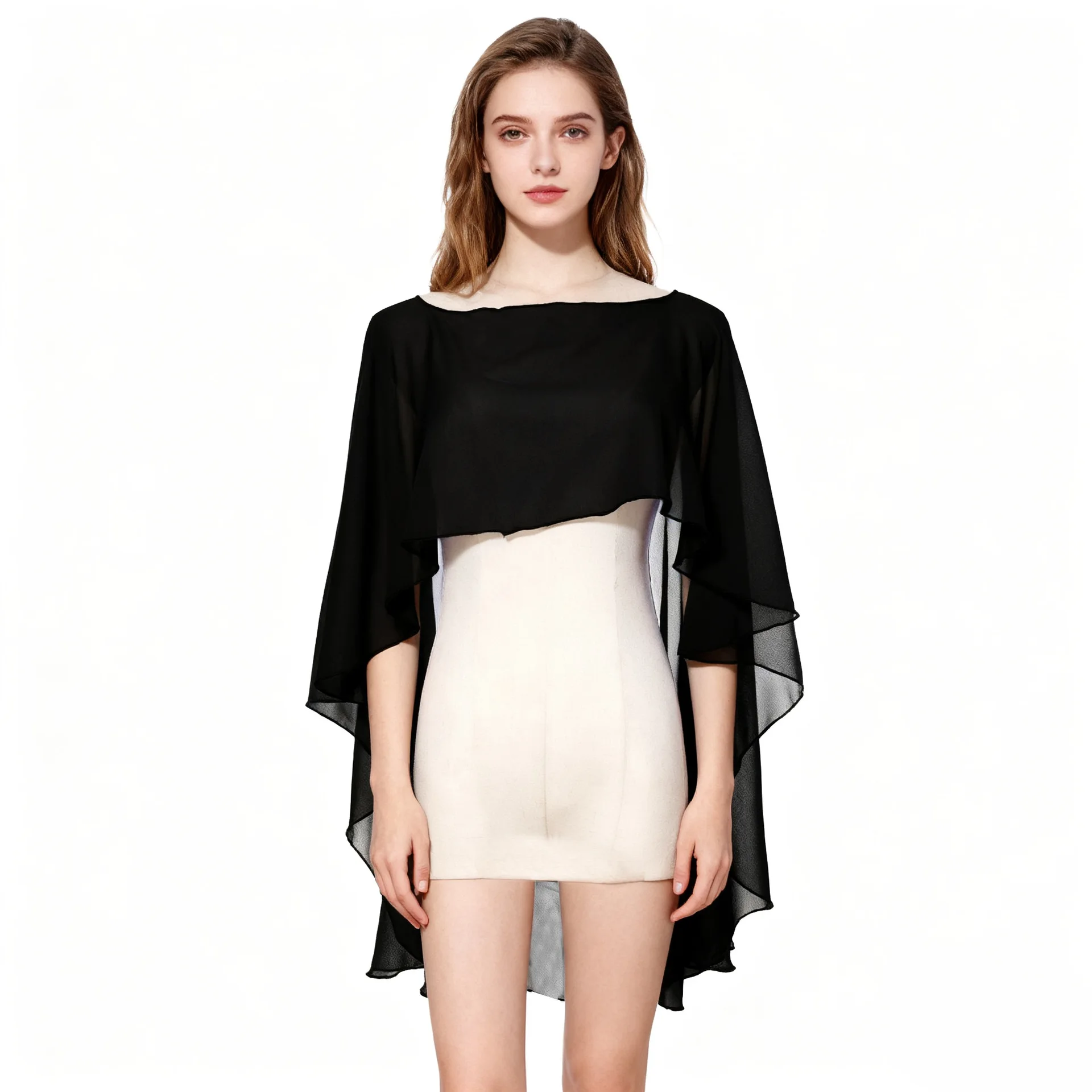 Hot-selling Summer Irregular cloak chiffon pullover shawl pullover cape extended shawl women's sunscreen