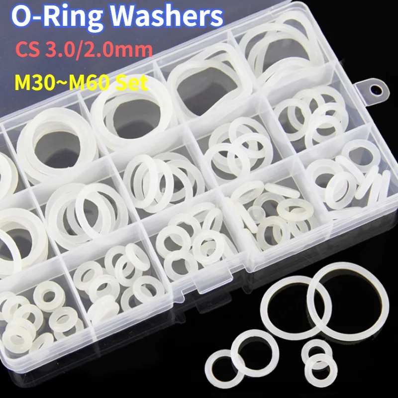 White Silicone O-ring VMQ O Ring Seal Gasket CS 2.0/3.0mm Insulated Waterproof Washer Round O Shape Oring Kit