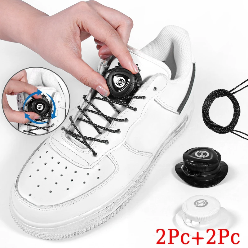 1pair Metal Wire Swivel Automatic Buckle Rope Sneaker ShoeLaces for Kids/Adult No Tie Shoe Laces Quick Lock Shoestrings Sneakers