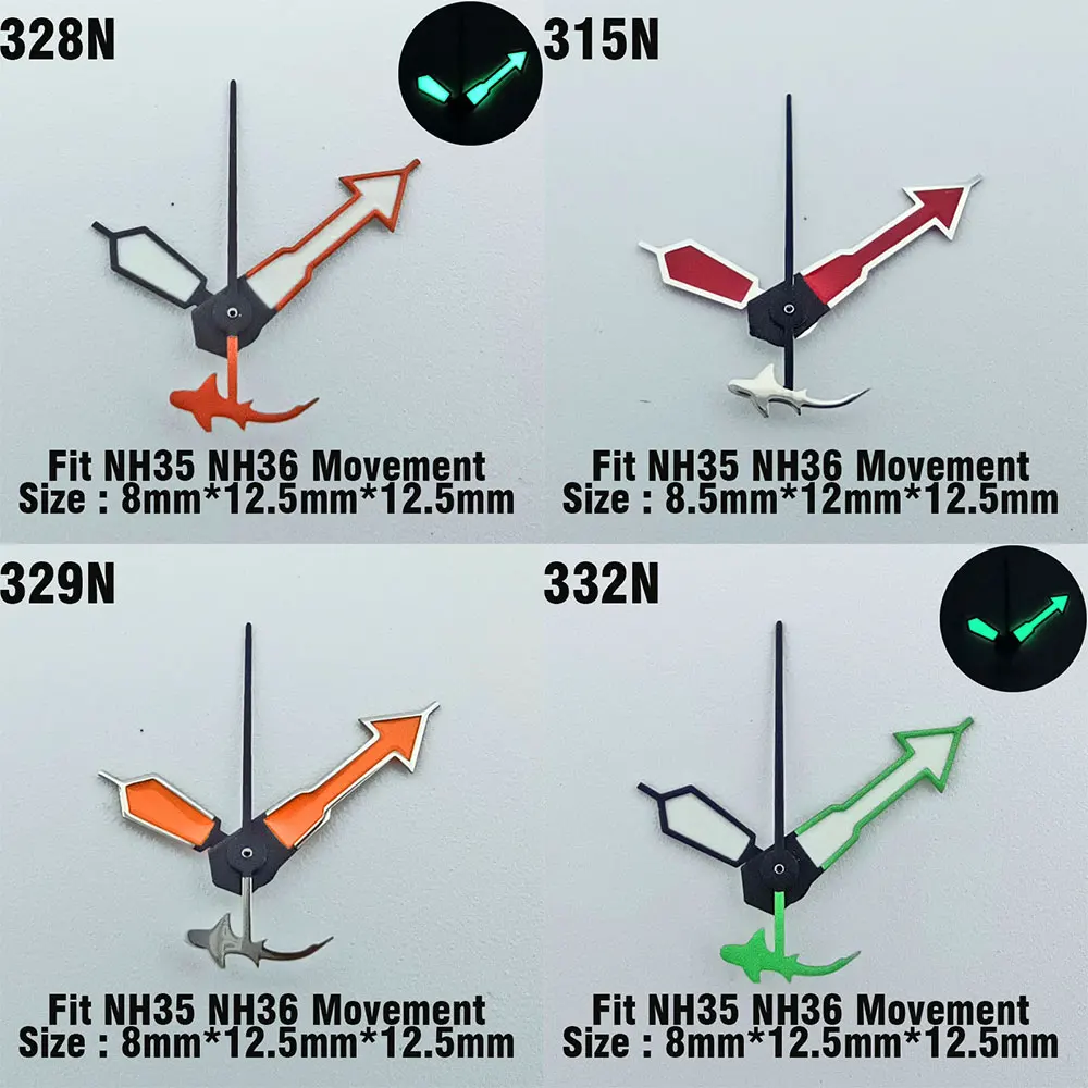サメまたは人魚の形をした明るい緑色の時計,アクセサリー,nh34,nh35,nh36,c3,8.5x12x12.5mm