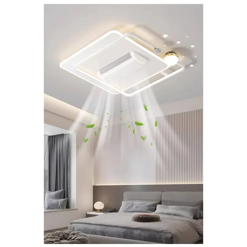 Modern LED Silent Fan Remote Control Three-Color Strong Wind Anti-Flicker No Blades Living Room Bedroom Dining Room Fan Lamp