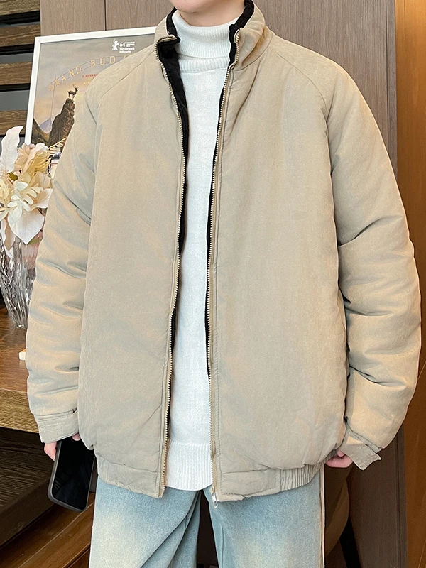 

Мужская утепленная хлопковая куртка с воротником-стойкой, теплая, свободного кроя, в американском стиле, молодежная, повседневная, длинная