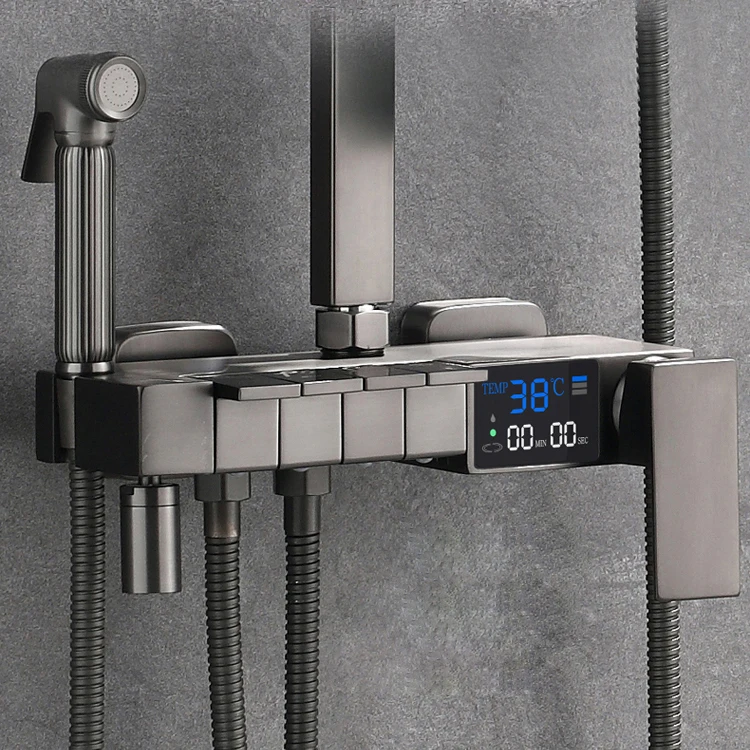 Set doccia da bagno digitale termostatico intelligente Set doccia da bagno a pioggia da 12 pollici Accessori per rubinetti Sistema doccia digitale