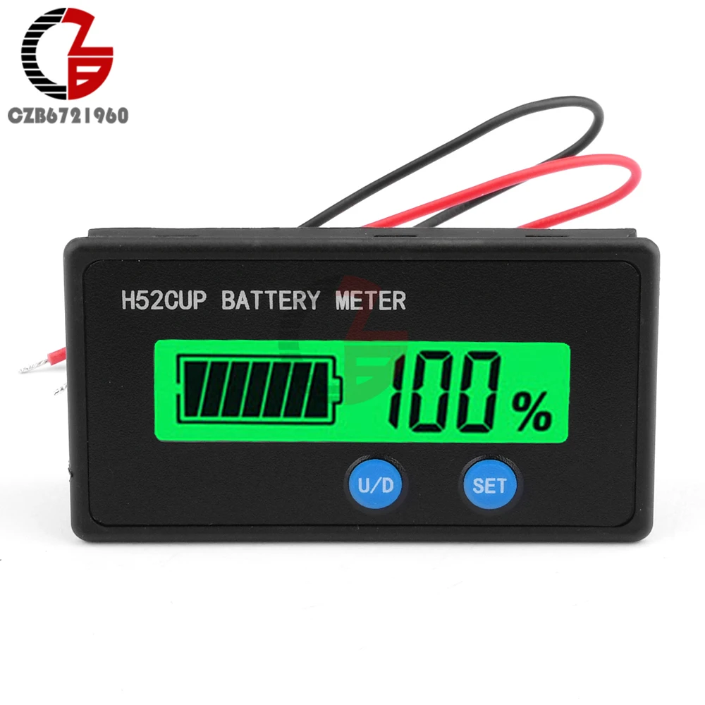 Indicador de Capacidade de Bateria Display Digital Voltímetro Testador de Bateria Mini Monitor de Nível de Carga de Bateria Medidor de Teste de Tensão Dc9-90v