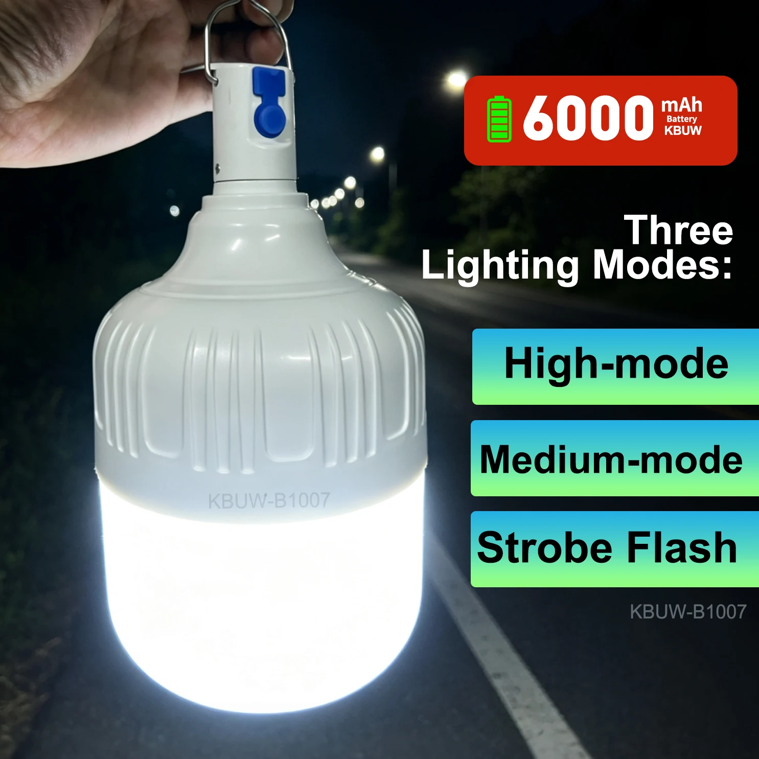 KBUW Large Size Camping Lantern with Extra Long Battery Life 21cm 4000/6000mAh Emergency Outdoor Portable Light Source