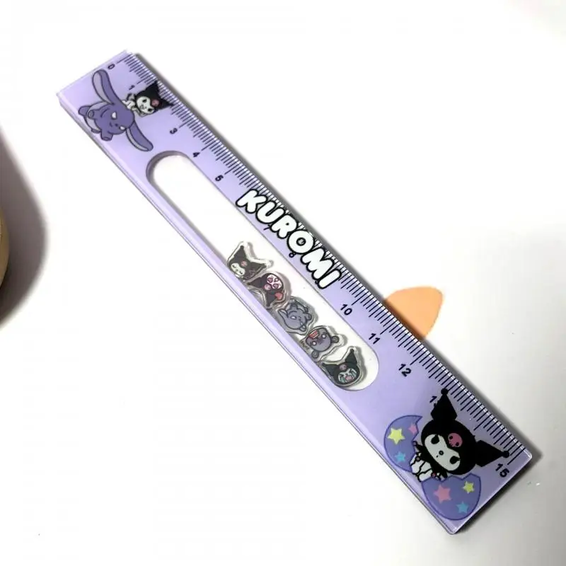 Kuromi 15Cm Ruler Cute Loopy Kawaii Anime Student Shake Doll Creative Girls Drawing Ruler Learning Stationery Fun Birthday Gifts