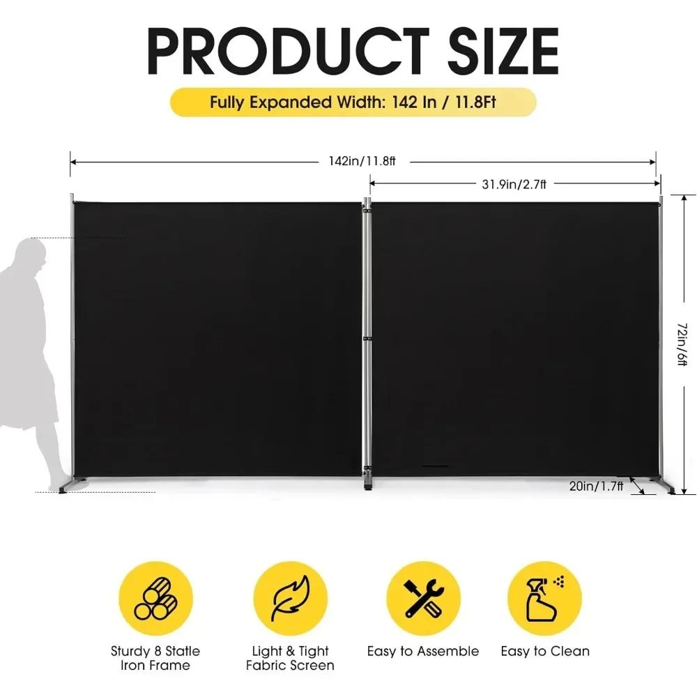 2 Large Panels Room Divider,Portable Office Divider,Convenient Movable,Folding Partition Privacy Screen,142