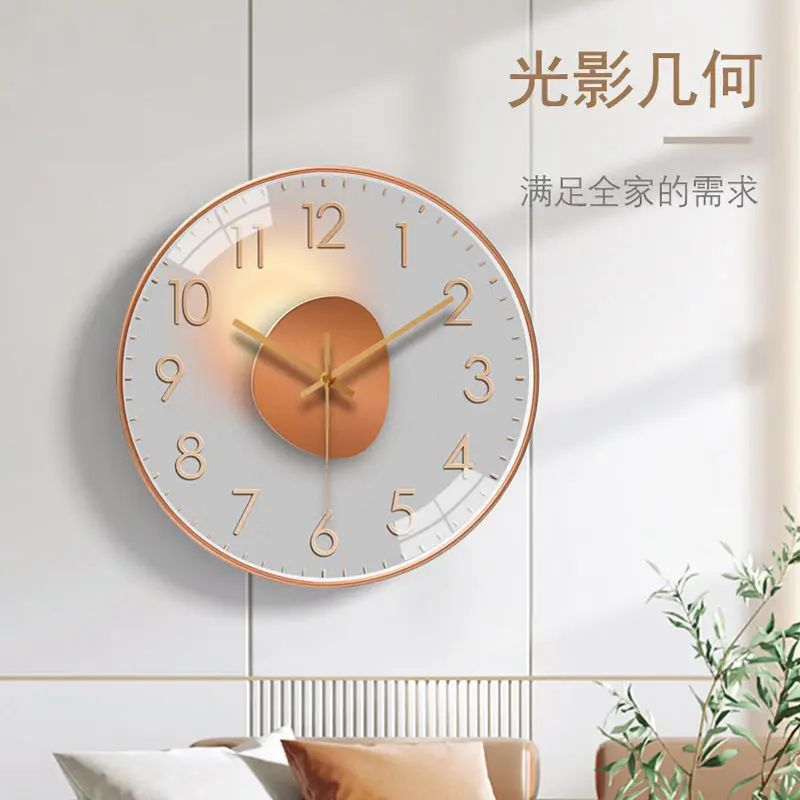 European style simple geometric wall clock living room hanging modern fashion mute free punching household quartz