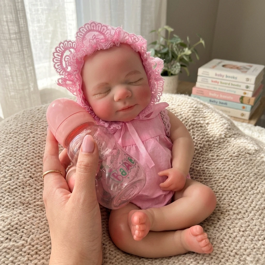13 Inch Solid Silicone Reborn Doll Pascale Hand Painted Realistic Newborn Baby Soft Simulation Toy Holiday Birthday Party Gift