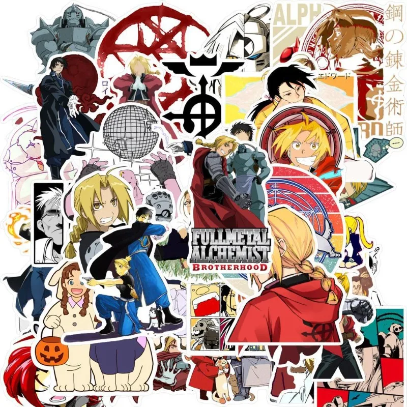 

54pcs Fullmetal Alchemist Anime Graffiti Stickers Travel Luggage Skateboard Refrigerator DIY Waterproof Stickers Children Toy