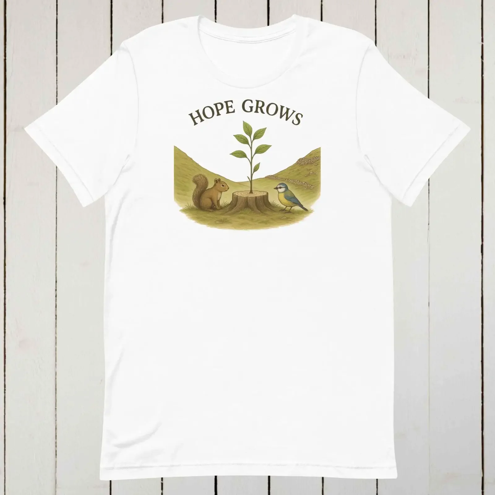 Hope Grows Sycamore Tree T Shirt Hadrian s Wall Tribute Nature Resilience for Blue Tit Squirrel Lovers vintage Washed