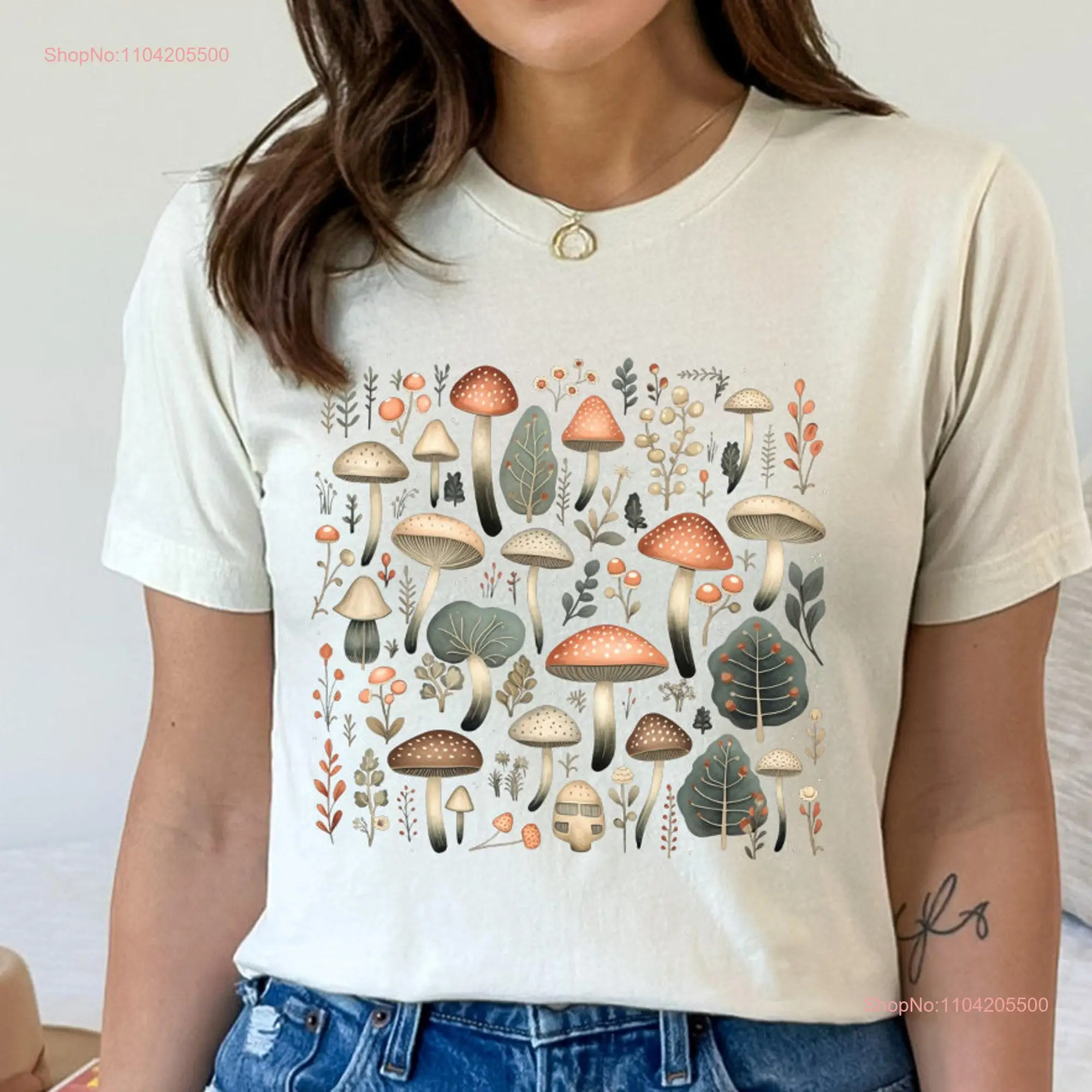 Mushroom T Shirt Magic Cottagecore Botanical Goblincore Nature Lover Fungus long or short sleeves