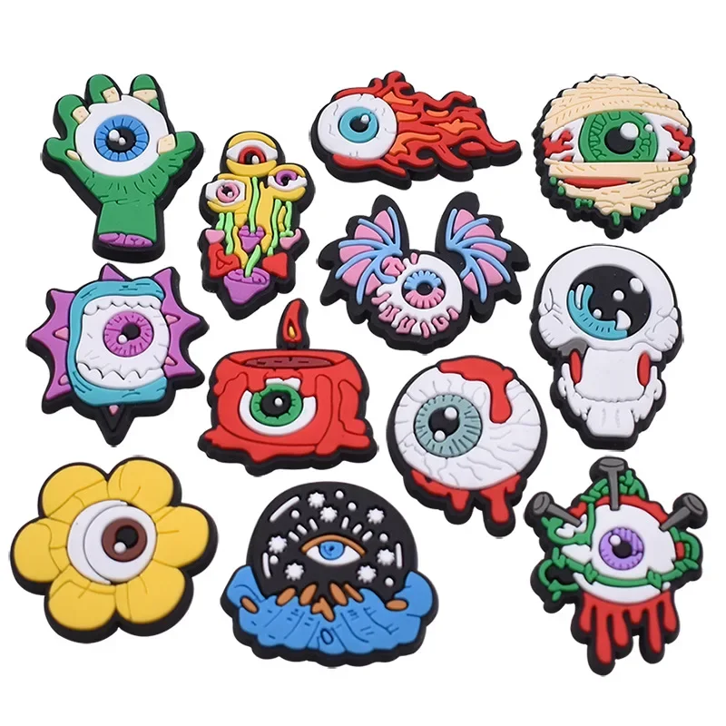 PVC Halloween Eye Funny Ball DIY Shoe Buckle Charms Accessories Decorations for Sandals Sneaker Clog Festival Party Gift Wholesa