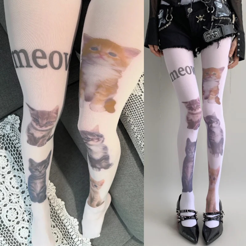 

Cosplay Sexy Overknee Socks Cute Cat Harajuku Pantyhose Lolita Compression Stockings for Women Goth Punk Emo Long Socks Woman