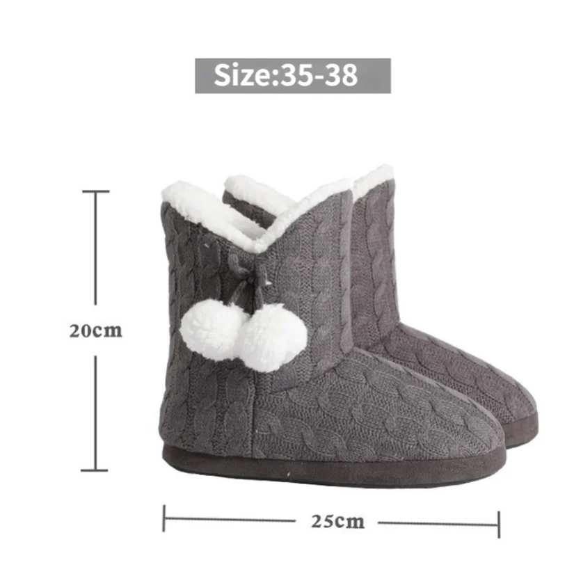 House Fluffy Slipper Womens Winter Contton Fabric Warm Plush Non Slip Fur Ball Indoor Flat Fuzzy Female Shoes Comfy Home Boots