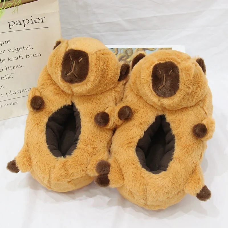 Kawaii Capybara Winter Cute Girls Y2K Cotton Slippers Anime Role-Playing Home Warm Non-Slip Thickened Slippers Christmas Gift