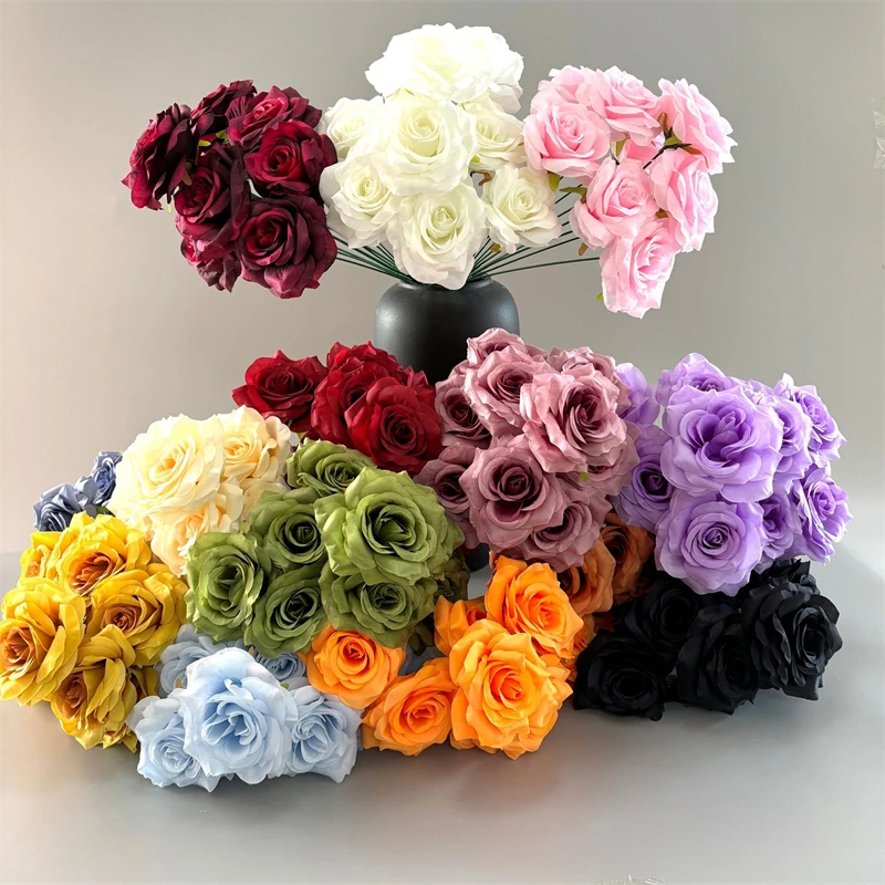 

9 Head Diamonds Roses Simulated Flowers Modern Handholds Wedding Decorations Hotel Living Rooms Dining Tables Floral Props