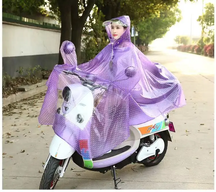 Impermeável a bateria de bicicleta elétrica para mulheres e homens, borda dupla destacável, motocicleta, borda grande, poncho de chuva transparente, tamanho grande, adulto