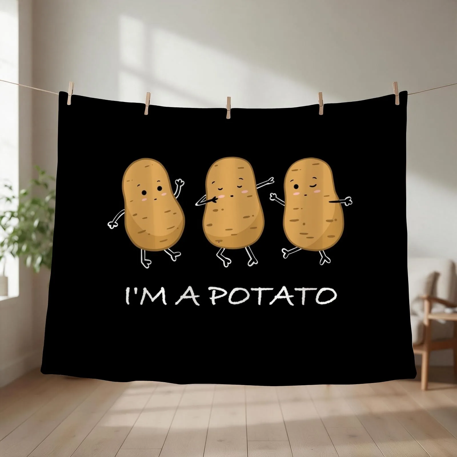 I'm A Potato Funny Potato GIft Cute Meme Throw Blanket couch cozy soft plush fuzzy picnic outdoor blanket