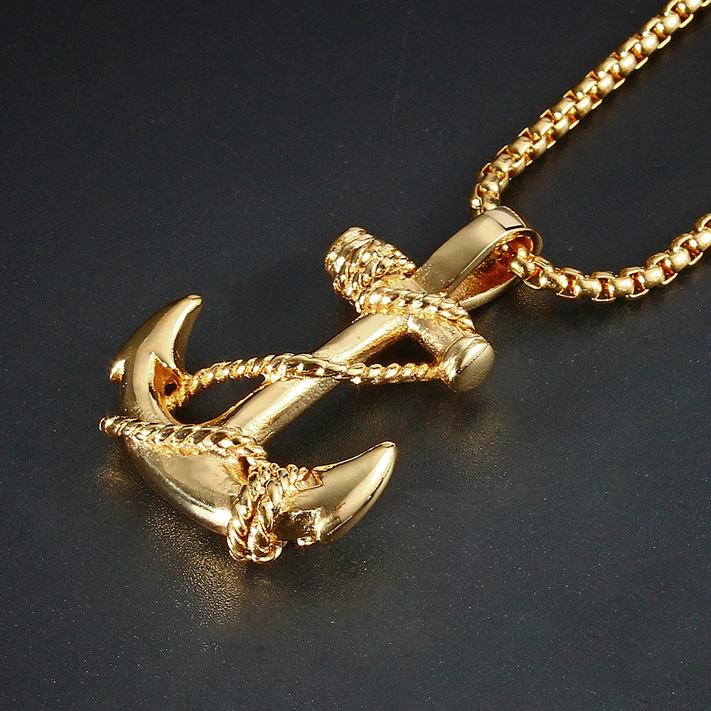 Vintage Personality Viking Anchor Necklace Pendant For Men Punk Stainless Steel Chain Anchor Pendant Men Jewelry Gift Wholesale