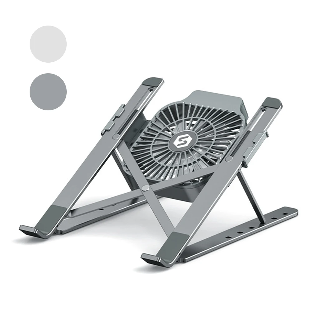Laptop Cooling Stand Notebook Computer Adjustable Non-slip Holder with Fan Foldable Portable Stand, Grey