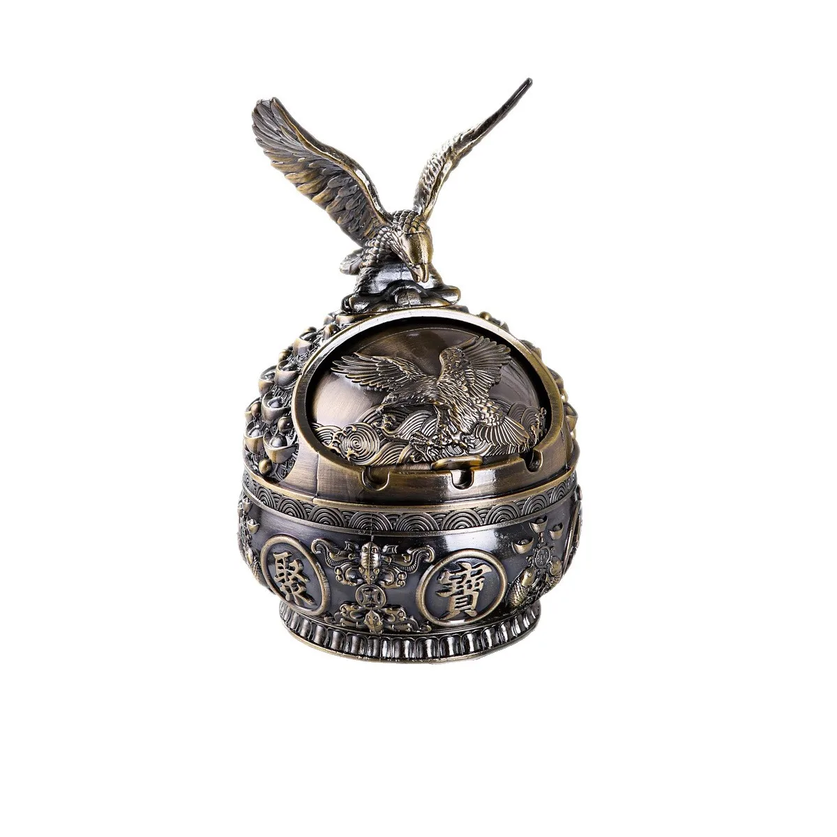 New Animal Alloy Ashtray with Twelve Zodiac Signs, Antique Large Bronze in Living Room, and Windproof Ashtray As A Gift