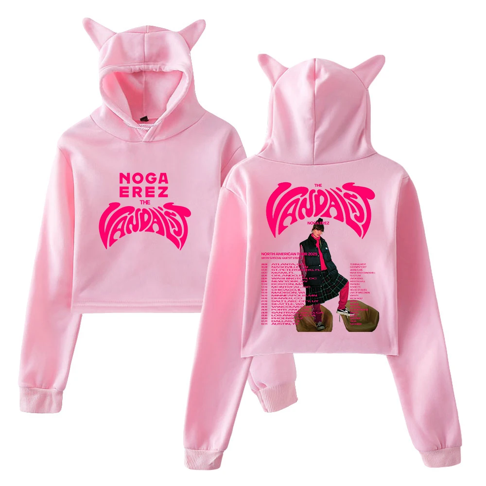 

GF Noga Erez The Vandalist Tour 202, толстовка с капюшоном, женские толстовки с кошачьими ушками, укороченный топ с длинными рукавами, женская одежда