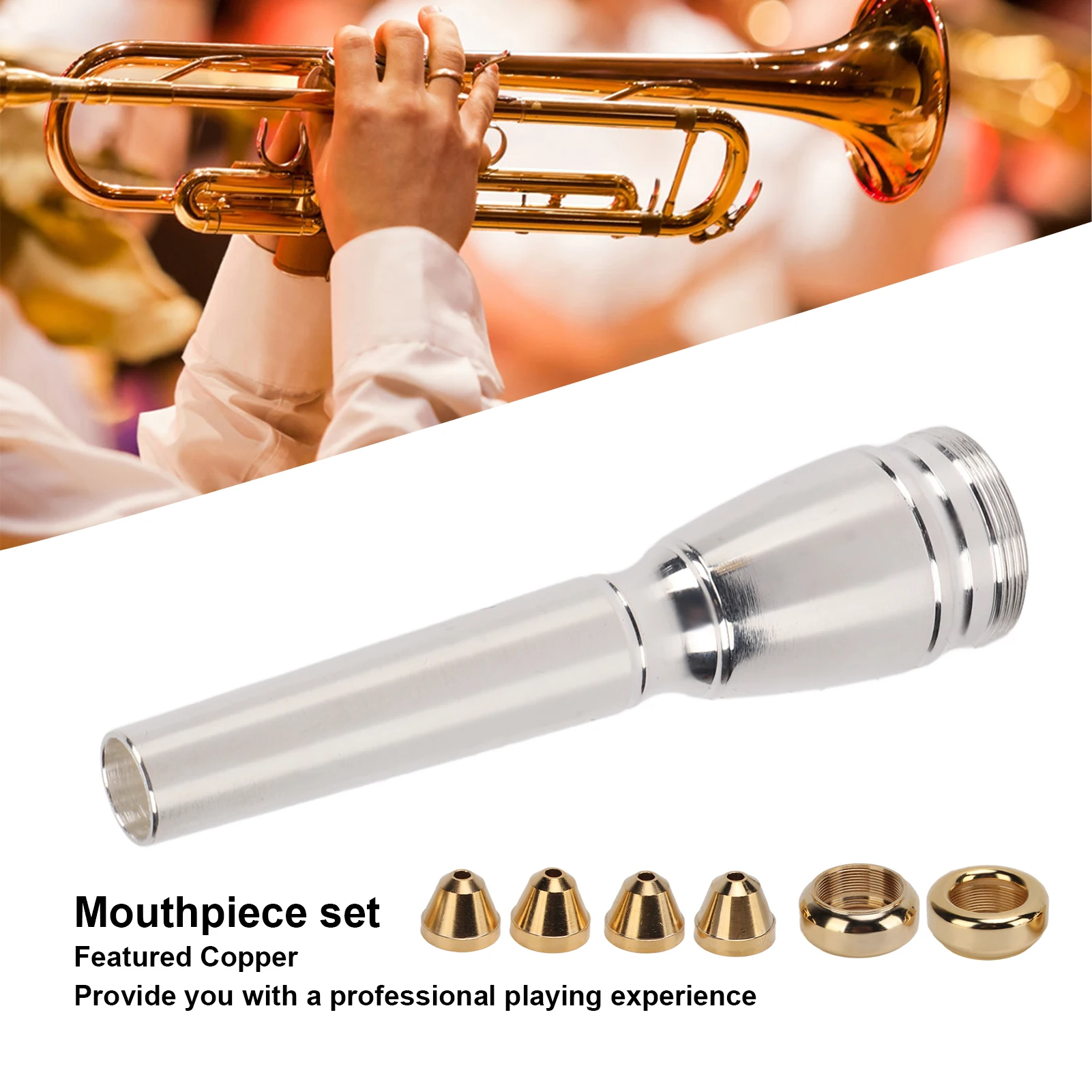 

Trumpet Mouthpiece Set Polished Metal Trumpets Part 3C 3B 2C 2B Musical Instrument Accessories for Playing Trumpet Mouthpiece