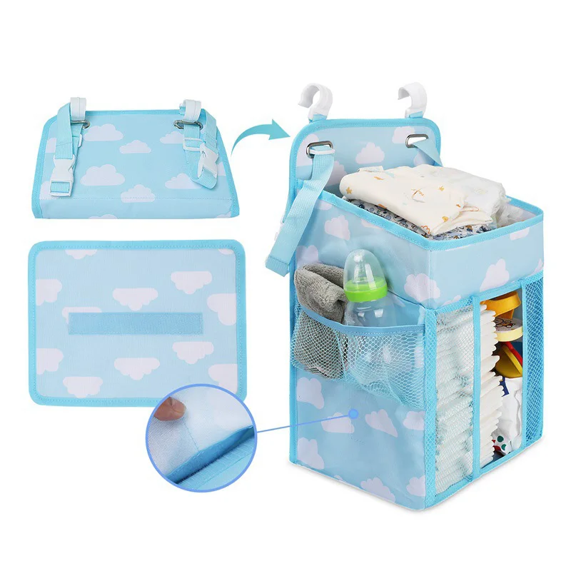 Baby Bed Hanging Bag Organizer For Newborn Kids Crib Diaper Storage Bag Portable Baby Care Organizer Infant Bedding Nursing Bags